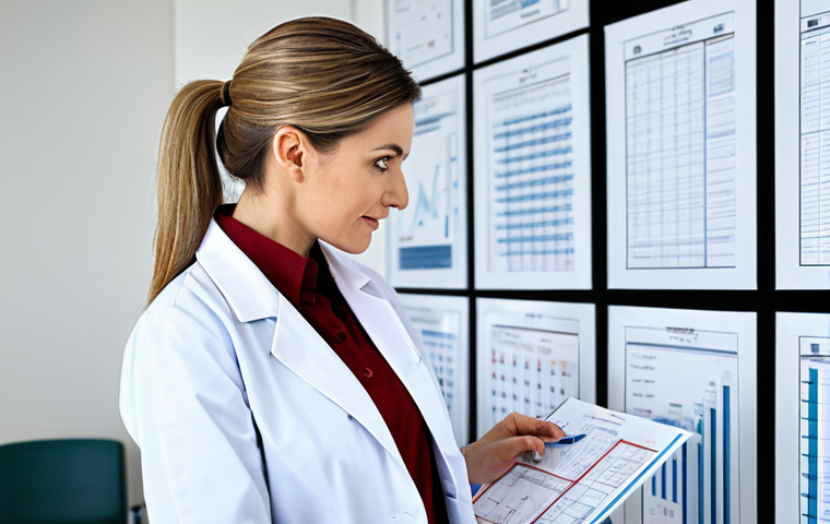 **
"A professional female doctor in a modest lab coat, examining medical charts in a bright, modern hospital office, fully clothed, appropriate attire, safe for work, perfect anatomy, natural proportions, professional photography, high quality, family-friendly."
**