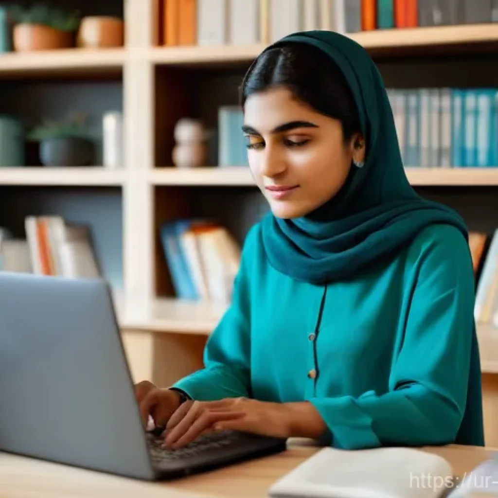 정보 신뢰성 및 검증 과정 - **Image Prompt 1: Young Woman Learning Digital Skills at Home**
A young Pakistani woman, in her ...