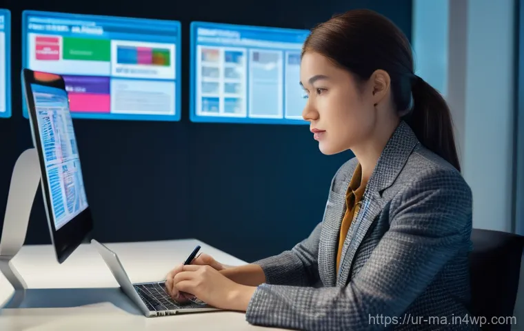 정보의 최신성 판단하기 - **Prompt 1: Information Verification Specialist**
A highly focused young woman, dressed in smart...