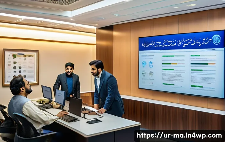 신뢰할 수 있는 웹사이트 선정 가이드 - A professional office setting featuring a diverse group of Urdu-speaking experts in traditional and ...